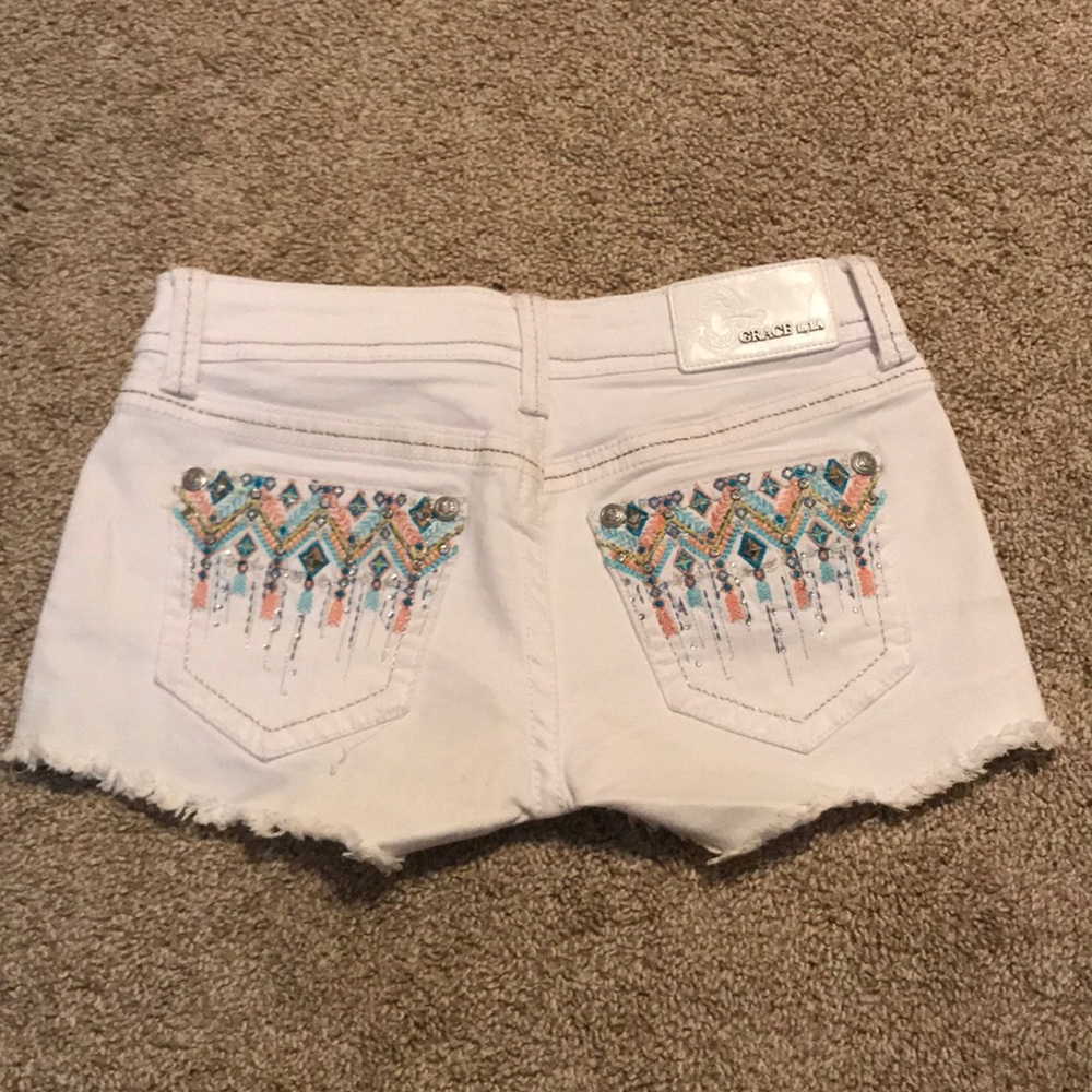 White jean shorts